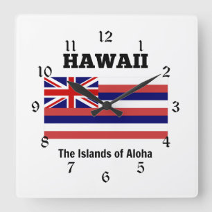 Hawaii, Flagge und Motto Quadratische Wanduhr