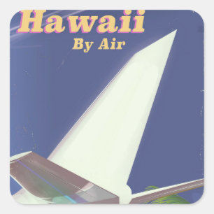 Hawaii Flight Vintager Urlaub drucken Quadratischer Aufkleber