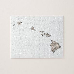 Hawaii-förmige Vintage-Bildkarte Puzzle