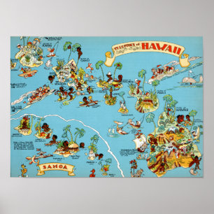 Hawaii Funny Map Poster