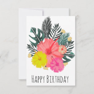 Hawaii Geburtstag Handgezeichnete Grünpflanzen Geb Karte