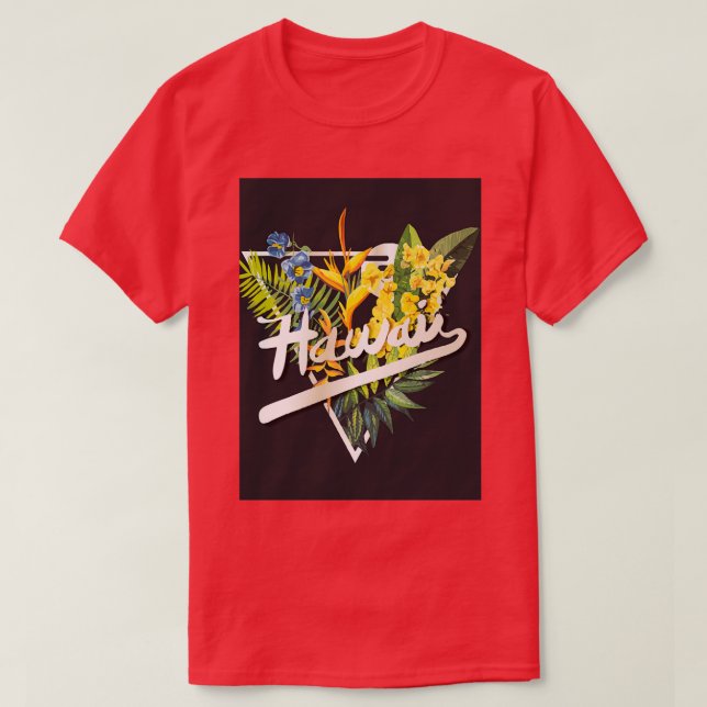 Hawaii Grafik-Slogan mit tropischer Blume T-Shirt (Design vorne)