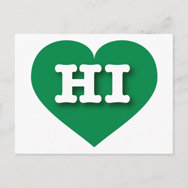 Hawaii Green Heart - I Liebe HI Postkarte (Vorderseite)