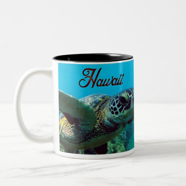 Hawaii Green Sea Turtle Zweifarbige Tasse (Links)