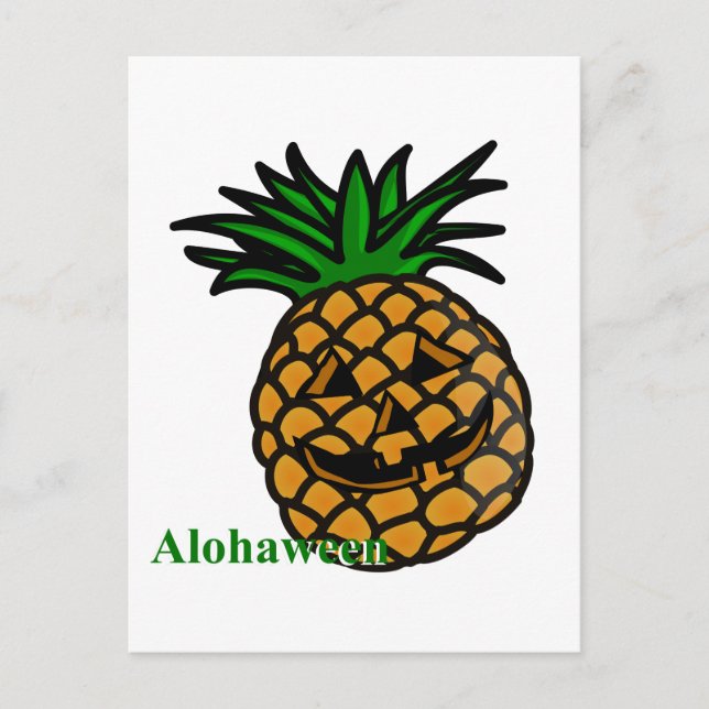 Hawaii-Halloween-Ananas-Alohaween Einladungspostkarte (Vorderseite)