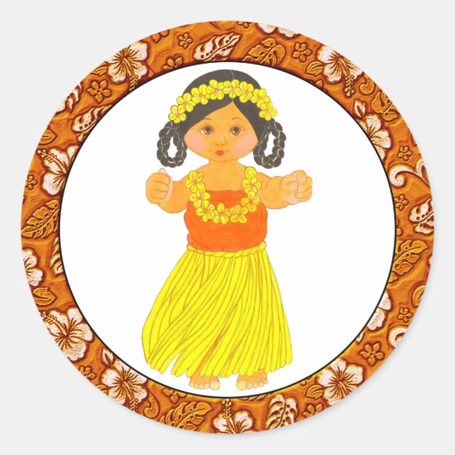 Hawaii ~ Hawaiian Girl Stickers (Vorderseite)