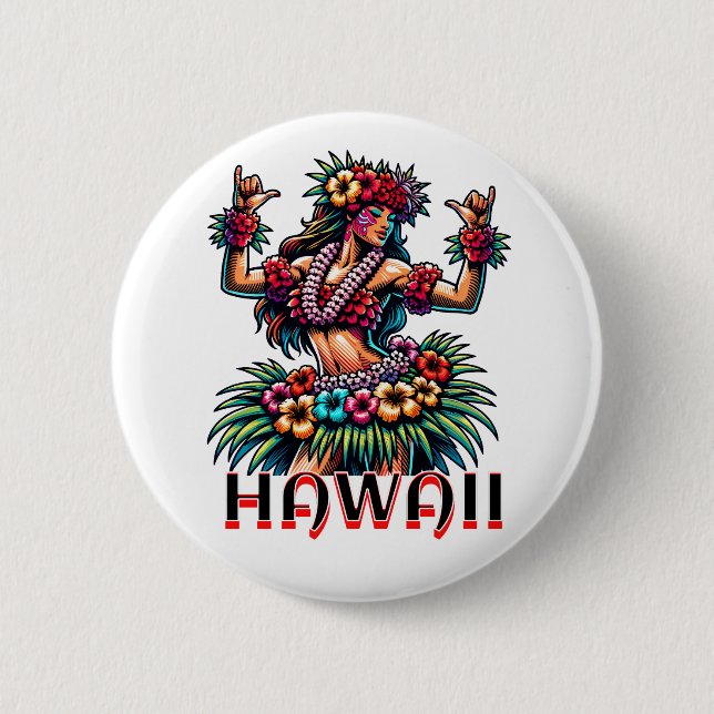 Hawaii | Hawaiian Hula Dancer Button (Vorderseite)