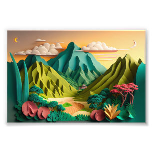 Hawaii, Hawaiianische Kunst, 3D Paper Art Style, 3 Fotodruck