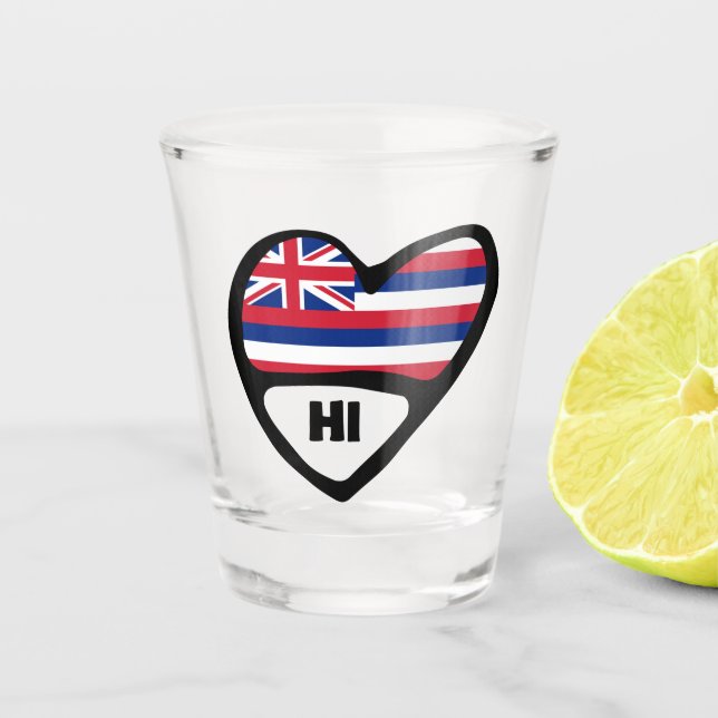 Hawaii, HI-Staatsflagge im Herzen, Shotglas Schnapsglas (Vorderseite)