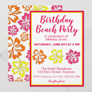 Hawaii Hibiskus Blume Birthday Beach Party Luau Einladung