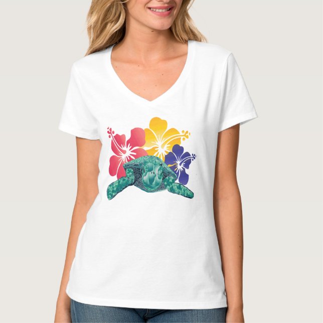 Hawaii-Hibiskus-Blume T-Shirt (Vorderseite)