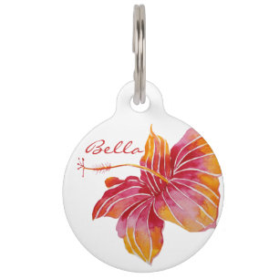 Hawaii-Hibiskus-Blumen-personalisierter großer Tiermarke