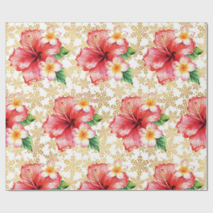 Hawaii-Hibiskus-Blüten-Weihnachtsmotive Geschenkpapier