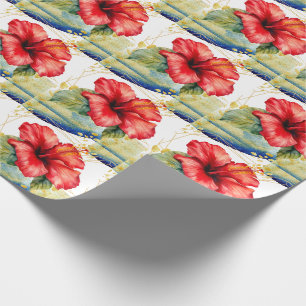 Hawaii-Hibiskus-Blüten-Weihnachtsmotive Geschenkpapier