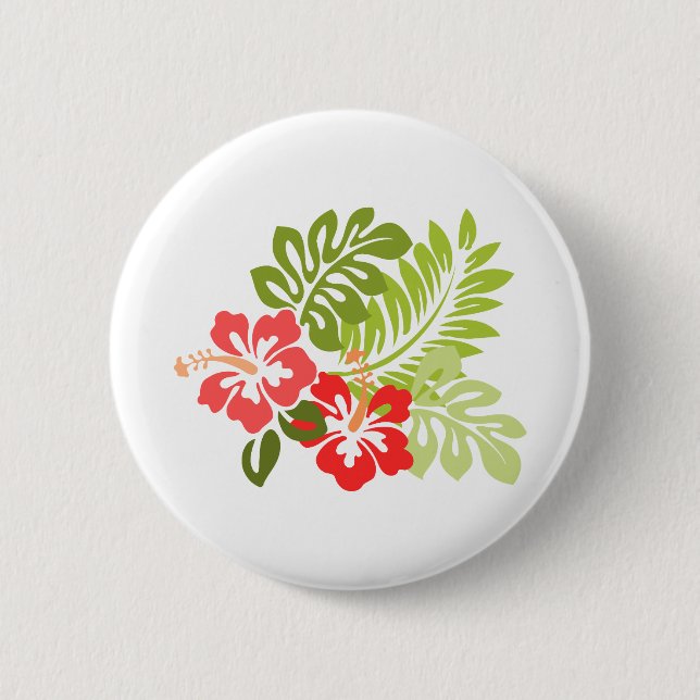 Hawaii Hibiskus Flora Blume Blüten Button (Vorderseite)
