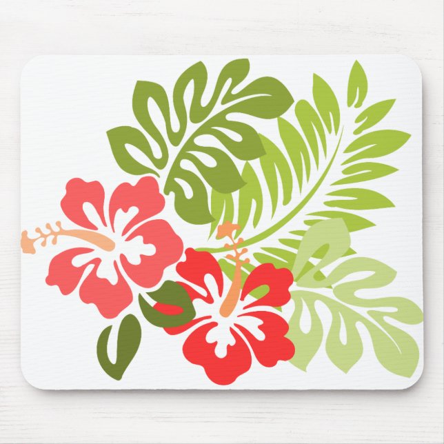 Hawaii Hibiskus Flora Blume Blüten Mousepad (Vorne)