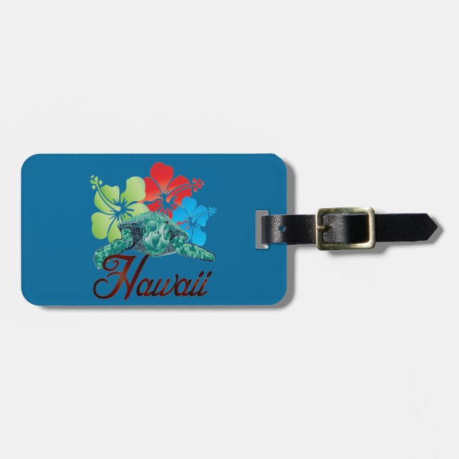 Hawaii-Hibiskus-Schildkröte Gepäckanhänger (Vorderseite horizontal)