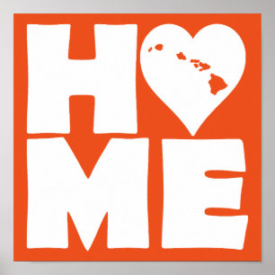 Hawaii Home Heart State Poster Schild