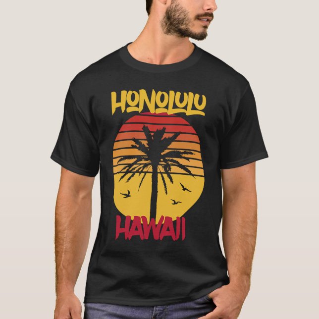Hawaii Honolulu Palmen T-Shirt (Vorderseite)