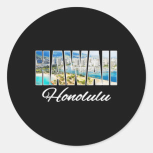 Hawaii Honolulu T-Shirt Beach Hawaiian Island Runder Aufkleber