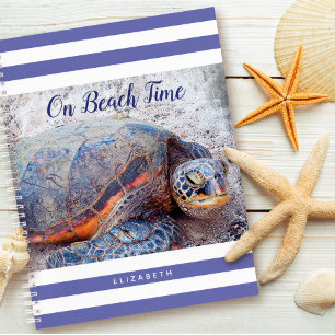Hawaii Honu Sea Turtle Lila auf Beach Time Script Notizbuch