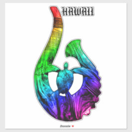 Hawaii Honu Tribal Hook Neon Rainbow Aufkleber