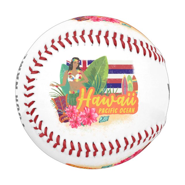 Hawaii Hula Dancer Retro Pacific Vintag Souvenir Baseball (Vorderseite Links)