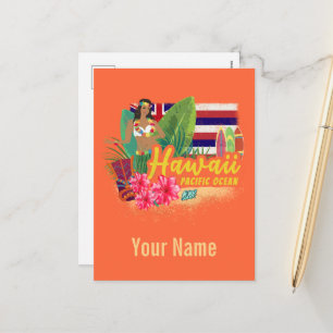 Hawaii Hula Dancer Retro Pacific Vintag Souvenir Feiertagspostkarte