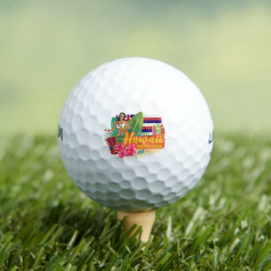 Hawaii Hula Dancer Retro Pacific Vintag Souvenir Golfball