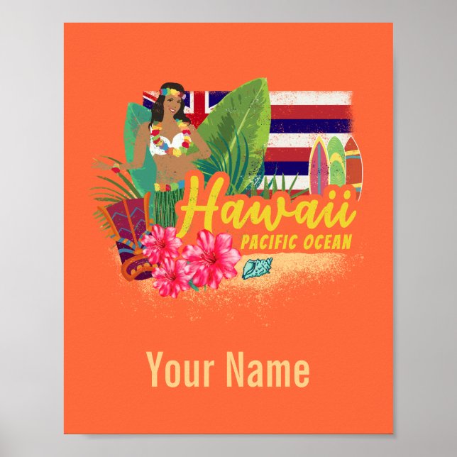 Hawaii Hula Dancer Retro Pacific Vintag Souvenir Poster (Vorne)