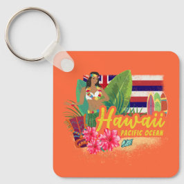 Hawaii Hula Dancer Retro Pacific Vintag Souvenir Schlüsselanhänger