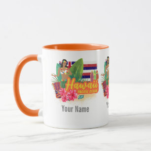 Hawaii Hula Dancer Retro Pacific Vintag Souvenir Tasse