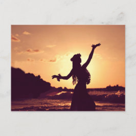 Hawaii, hula Girl Silhouette bei Sonnenuntergang, Postkarte
