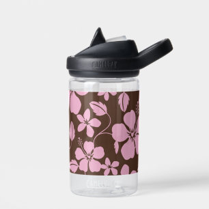 HAWAII HULA (HIBISCUS) MUSTER IN BRAUN/ROSA TRINKFLASCHE