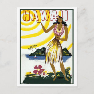 Hawaii, Hula-Mädchen, Insel, Vintage-Reisepostkart Postkarte