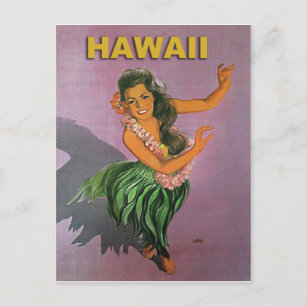 Hawaii, Hula-Mädchen, traditioneller Tanz, Vintage Postkarte