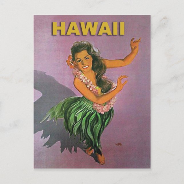 Hawaii, Hula-Mädchen, traditioneller Tanz, Vintage Postkarte (Vorderseite)
