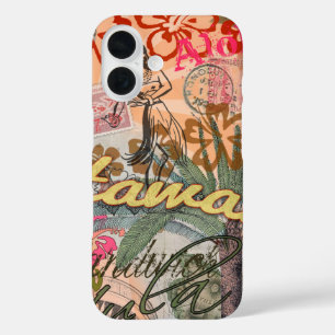 Hawaii Hula Reise Blumen Vintage iPhone 16 Hülle