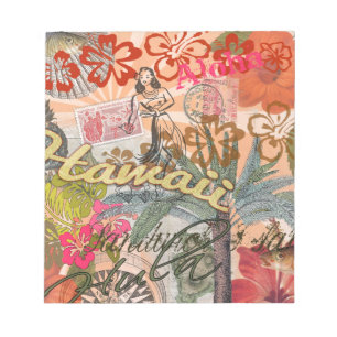 Hawaii Hula Reise Blumen Vintage Notizblock