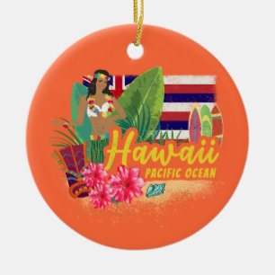 Hawaii Hula-Tänzerin Retro Pazifik Vintage Souveni Keramik Ornament