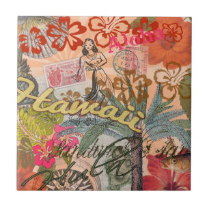 Hawaii Hula Travel Blume Vintag Fliese