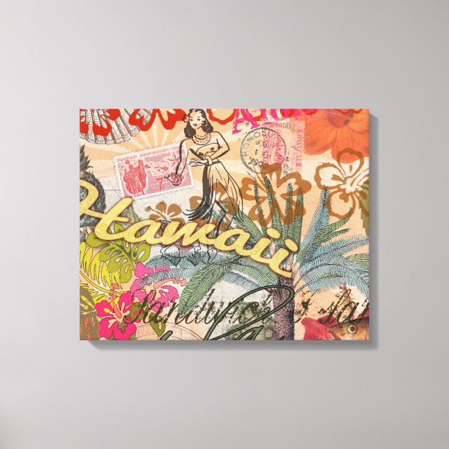 Hawaii Hula Travel Blume Vintag Leinwanddruck (Vorderseite)