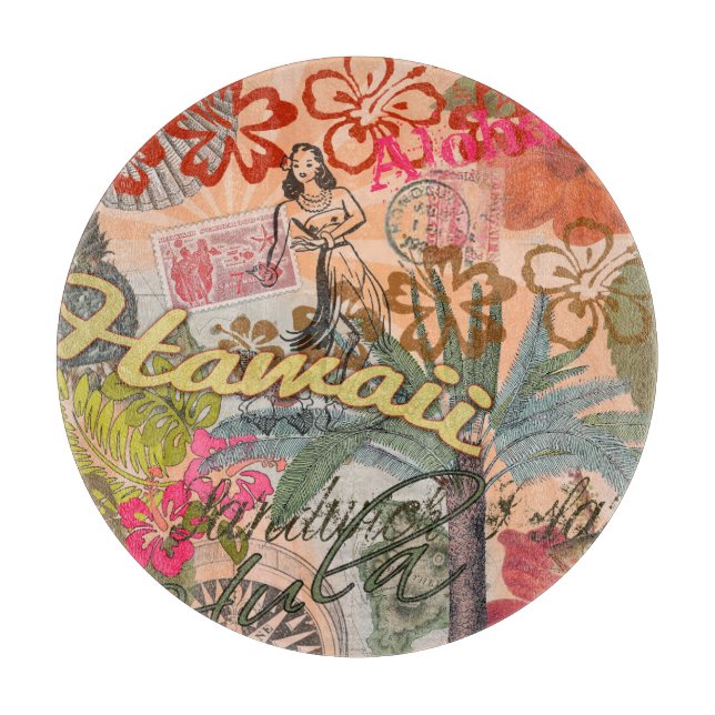 Hawaii Hula Travel Blume Vintag Schneidebrett (Vorderseite)
