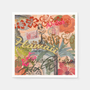 Hawaii Hula Travel Blume Vintag Serviette