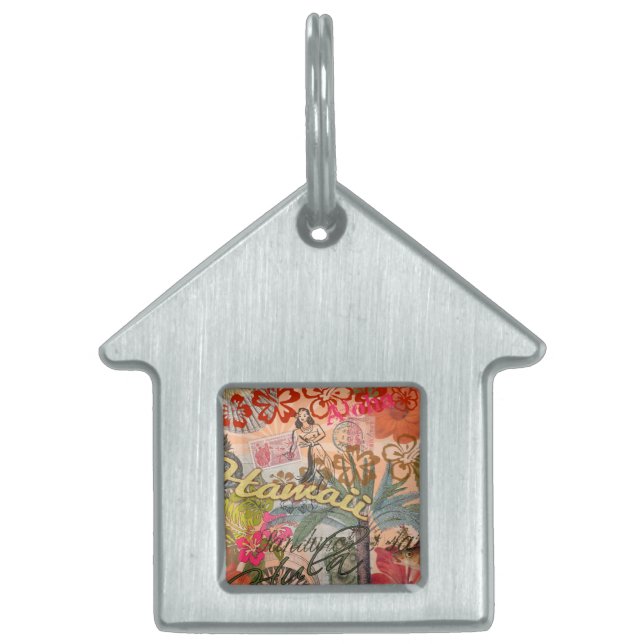 Hawaii Hula Travel Blume Vintag Tiermarke (Vorderseite)