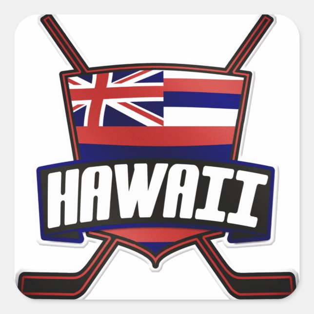 Hawaii Ice Hockey Flag Logo Quadratischer Aufkleber (Vorderseite)