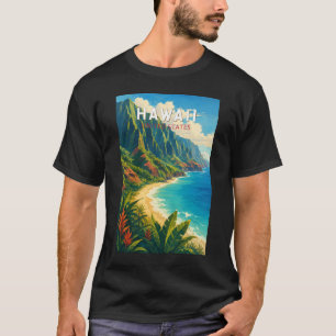 Hawaii-Illustration Reise Kunst Vintage T-Shirt