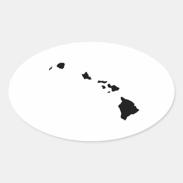 Hawaii in Schwarz und Weiß Ovaler Aufkleber (Vorderseite)