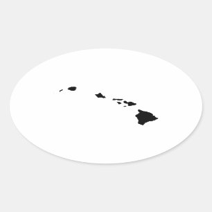 Hawaii in Schwarz-Weiß Ovaler Aufkleber