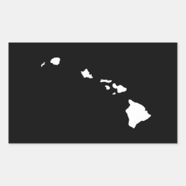 Hawaii in Weiß und Schwarz Rechteckiger Aufkleber